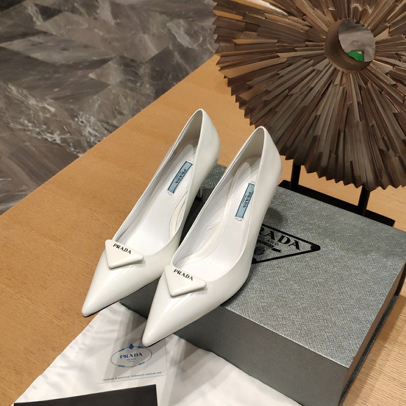 Prada Shoes - Prada Triangle Logo Pointed-Toe Pumps